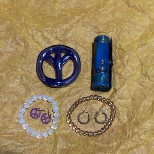 Blue Glass Peace Ornament with Decorative Sleeve
